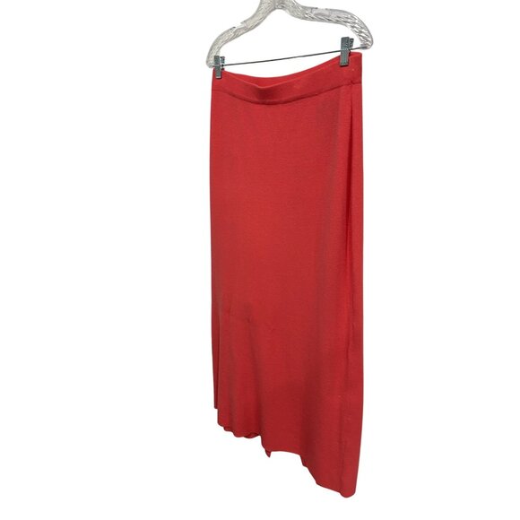 Sans Pareille Red Knit Pull On Midi Skirt With Elastic Waist Size Large - Picture 3 of 8